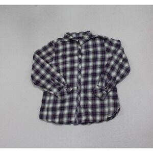 C.E. Schmidt‎ Flannel Shirt Women Large Blue Plaid Excellent Workwear Button Up